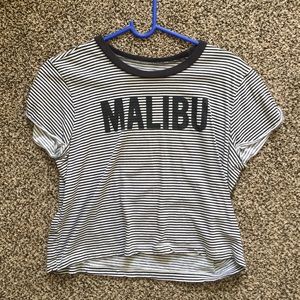 Black and white striped Malibu crop top